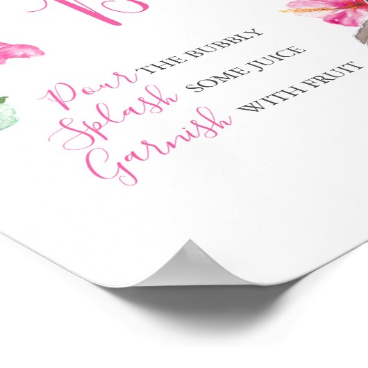 Niedliche Hase und Rosa Blume Mimosa Bar Poster (Ecke)