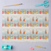 Niedliche Hasen, die im Schnee spielen Seidenpapier (Basteln)