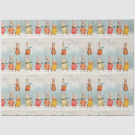 Niedliche Hasen, die im Schnee spielen Seidenpapier