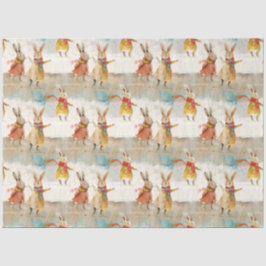 Niedliche Hasen, die im Schnee spielen Seidenpapier