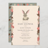 Niedliche Hasen-Kaninchendusche Sprinkle Einladung (Vorne/Hinten)