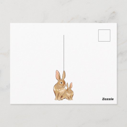 Niedliche Hasen mit Blume Frühling Danke Postkarte (Rückseite)