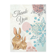 Niedliche Hasen mit Blume Frühling Danke