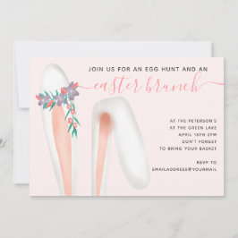 Niedliche Hasen-Ohren Rosa Brunch Ei Jagd Ostern Einladung