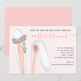 Niedliche Hasen-Ohren Rosa Brunch Ei Jagd Ostern Einladung