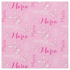 Niedliche Hasen, rosa typografische Gewebe Stoff