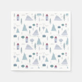 Niedliche Häuser Bäume Gebirge Modernes Muster Serviette (Vorderseite)