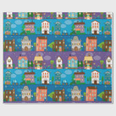 Niedliche Häuser Geschenkpapier (Flach)