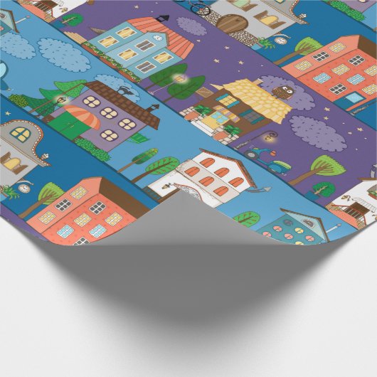 Niedliche Häuser Geschenkpapier (Ecke)