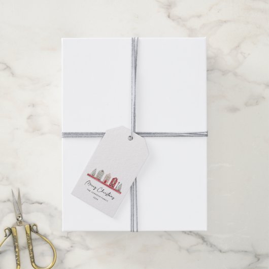 Niedliche Häuser in traditionellen Weihnachtsfarbe Geschenkanhänger (Mit Garn)