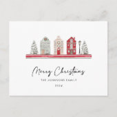 Niedliche Häuser in traditionellen Weihnachtsfarbe Postkarte (Vorderseite)