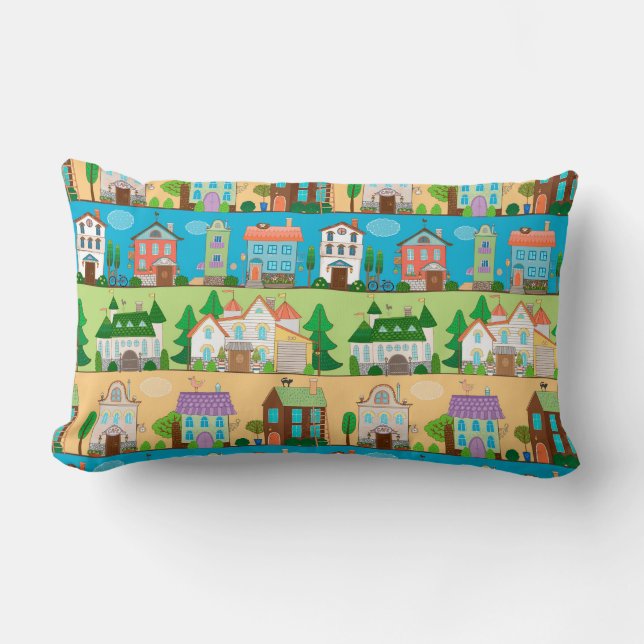 Niedliche Häuser Lendenkissen (Vorderseite)