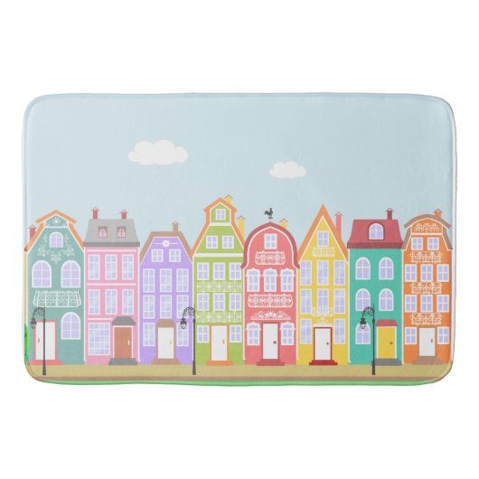 Niedliche Häuser Pastel Bath Mat Badematte (Vorderseite)