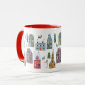 Niedliche Häuser & Skihütten Weihnachten Tasse (Vorderseite Links)