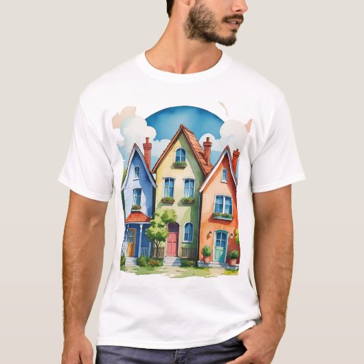 niedliche Häuser T-Shirt (Vorderseite)