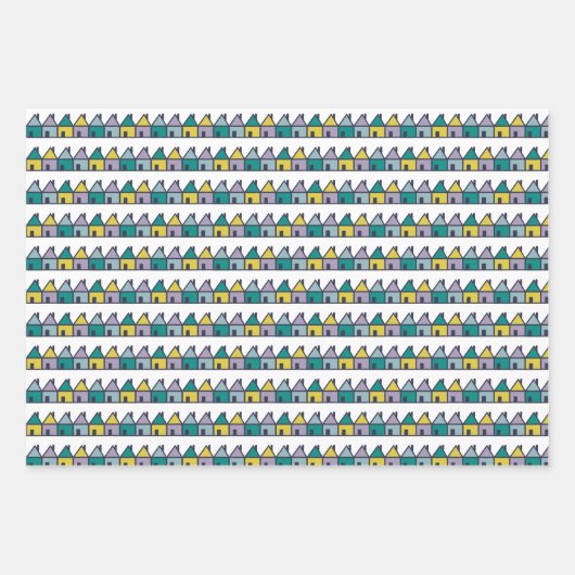Niedliche Häuserreihen Geschenkpapier Set (Vorderseite)