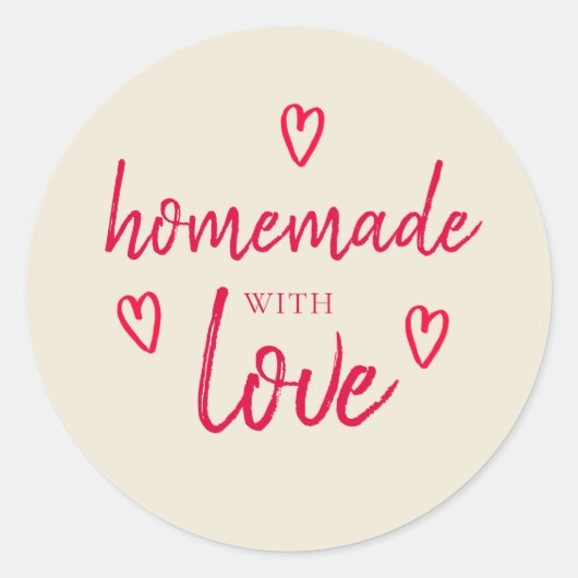 Niedliche hausgemachte Liebe Rot Antikweiß Runder Aufkleber (Vorderseite)