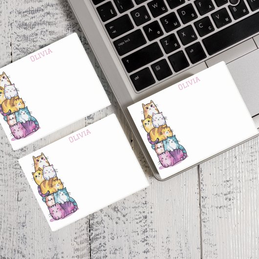 Niedliche Hauskatzen in Aquarellfarben, farbenfroh Post-it Klebezettel