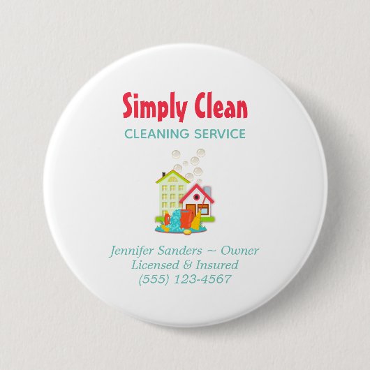 Niedliche Hausreinigung Button (Vorderseite)