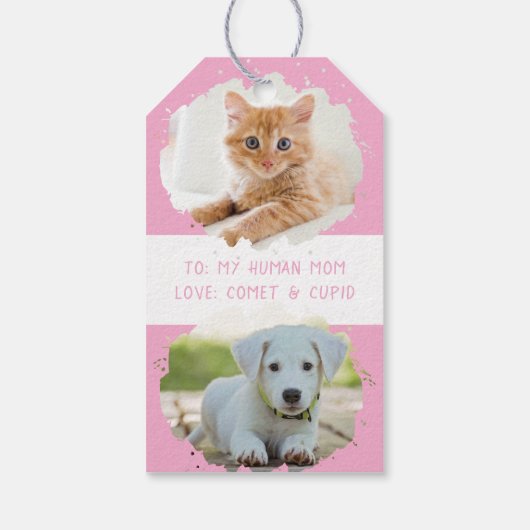 Niedliche Haustiere lieben Personalisierten zwei F Geschenkanhänger (Rückseite)