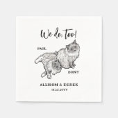 Niedliche Haustiere Personalisierte Katzenhochzeit Serviette (Vorderseite)