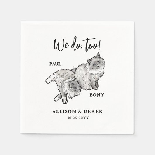 Niedliche Haustiere Personalisierte Katzenhochzeit Serviette (Vorderseite)