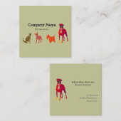 Niedliche Haustiere. Tier verfolgt Quadratische Visitenkarte (Vorne/Hinten)