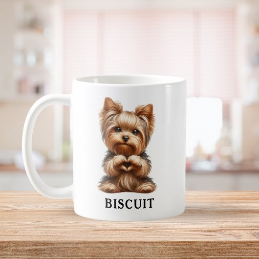 Niedliche Haustiere Yorkie Herzklopfen mit Paws Kaffeetasse