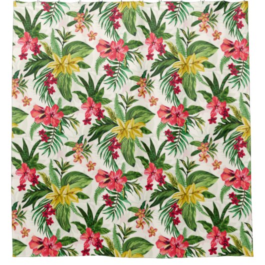 Niedliche hawaiianische farbenfrohe Blume Duschvorhang (Vorderseite)