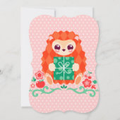 Niedliche Hedgie mit Geschenk - Einladung zum Gebu (Rückseite)