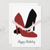 Niedliche Heelse Pearls Woman Fashionista Einladung (Vorne/Hinten)