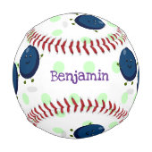 Niedliche Heidelbeeren lila Cartoon-Abbildung Baseball (Vorderseite)