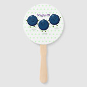 Niedliche Heidelbeeren lila Cartoon-Abbildung Fächer (Rückseite)