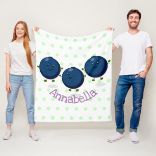 Niedliche Heidelbeeren lila Cartoon-Abbildung Fleecedecke