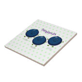 Niedliche Heidelbeeren lila Cartoon-Abbildung Fliese (Seite)