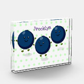 Niedliche Heidelbeeren lila Cartoon-Abbildung Fotoblock (Links)