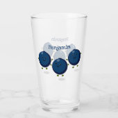 Niedliche Heidelbeeren lila Cartoon-Abbildung Glas (Rückseite)