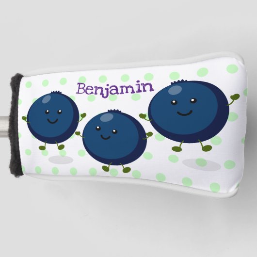 Niedliche Heidelbeeren lila Cartoon-Abbildung Golf Headcover (Vorderseite)