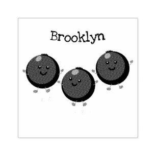 Niedliche Heidelbeeren lila Cartoon-Abbildung Gummistempel