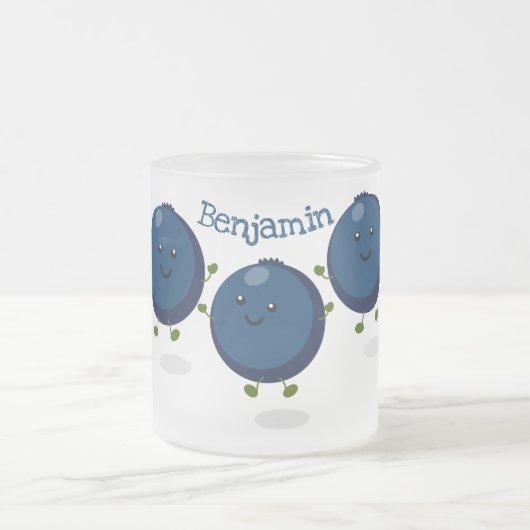 Niedliche Heidelbeeren lila Cartoon-Abbildung Mattglastasse (Mittel)