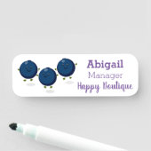 Niedliche Heidelbeeren lila Cartoon-Abbildung Namensschild (Beispiel)