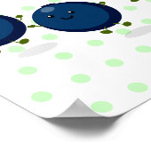 Niedliche Heidelbeeren lila Cartoon-Abbildung Poster (Ecke)