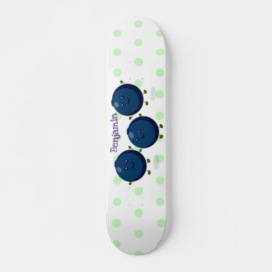 Niedliche Heidelbeeren lila Cartoon-Abbildung Skateboard (Vorne)