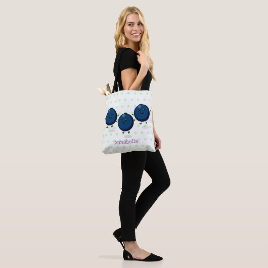 Niedliche Heidelbeeren lila Cartoon-Abbildung Tasche (Am Model)