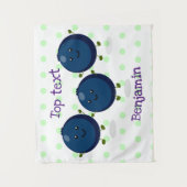 Niedliche Heidelbeeren lila Cartoon-Abbildung Wandteppich (Vorderseite)