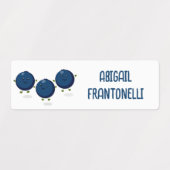 Niedliche Heidelbeeren lila Cartoon personalisiert Etiketten (Design 1)