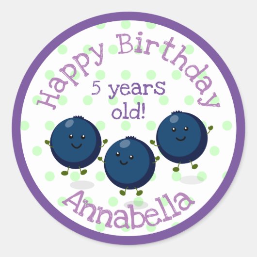 Niedliche Heidelbeerfreunde Cartoon-Illustration Runder Aufkleber (Vorderseite)