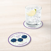 Niedliche Heidelbeerfreunde Cartoon-Illustration Runder Pappuntersetzer (Vor Ort)