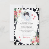 Niedliche heilige Kuh, es ist eine Mädchendusche. Dankeskarte (Rückseite)