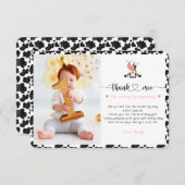 Niedliche Heilige Kuh Girl Funny Pink Baby Erstgeb Dankeskarte (Vorne/Hinten)